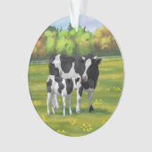 Holstein Kuh & Niedliches Kalb im Sommer Weide Ornament (Vorderseite)