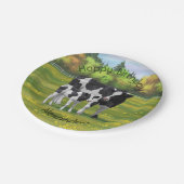 Holstein Kuh & Niedliches Kalb im Sommer Weide Pappteller (Schrägansicht)