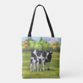 Holstein Kuh & Niedliches Kalb im Sommer Weide Tasche (Rückseite)