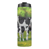 Holstein Kuh & Niedliches Kalb im Sommer Weide Thermosbecher (Vorderseite)