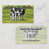 Holstein Kuh & Niedliches Kalb im Sommer Weide Visitenkarte (Vorne/Hinten)