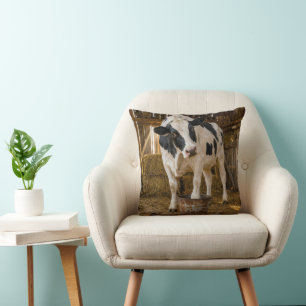 Holstein-Kuh steht in einem rostigen Eimer Kissen