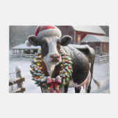 Holstein Kuh trägt einen Weihnachtsschrei Fußmatte (Vorderseite)