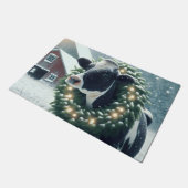 Holstein Kuh trägt einen Weihnachtsschrei Fußmatte (Schrägansicht)