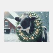 Holstein Kuh trägt einen Weihnachtsschrei Fußmatte (Vorderseite)