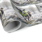 Holstein Kuh trägt einen Weihnachtsschrei Geschenkpapier (Rolleneckpunkt)