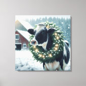 Holstein Kuh trägt einen Weihnachtsschrei Leinwanddruck (Vorderseite)