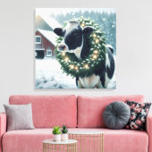 Holstein Kuh trägt einen Weihnachtsschrei Leinwanddruck (Insitu (Wohnzimmer))