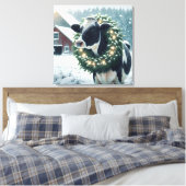 Holstein Kuh trägt einen Weihnachtsschrei Leinwanddruck (Insitu (Schlafzimmer))