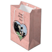 Holstein Kuh und Calf Rosa Herz Mittlere Geschenktüte (Vorderseite Schrägansicht)