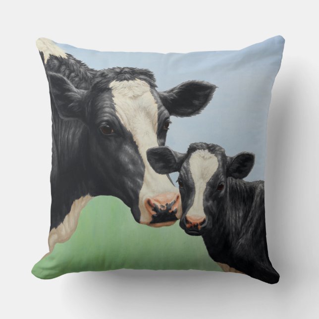 Holstein Kuh und Kalb Kissen (Vorderseite)