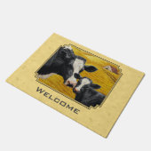 Holstein Kuh und Kalbfarm gelb Fußmatte (Schrägansicht)