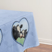 Holstein Kuh und Niedliches Kalb Blauer Herzschlag Tischdecke (Beispiel)