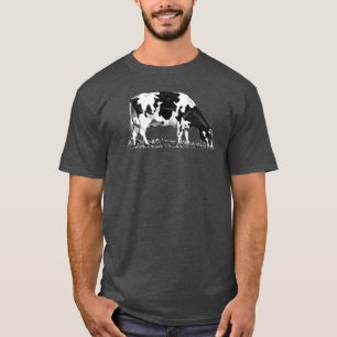 Holstein-Kuh weidet Bleistiftzeichnung einer Milch T-Shirt