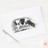 Holstein Kuh: Zeichnend Bleistift: Bauernhof, Land Ovaler Aufkleber (Umschlag)