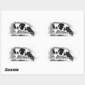 Holstein Kuh: Zeichnend Bleistift: Bauernhof, Land Ovaler Aufkleber (Blatt)