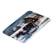 Holstein Kühe auf dem Snowy Farm Yard: Weihnachten Magnet (Linke Seite)