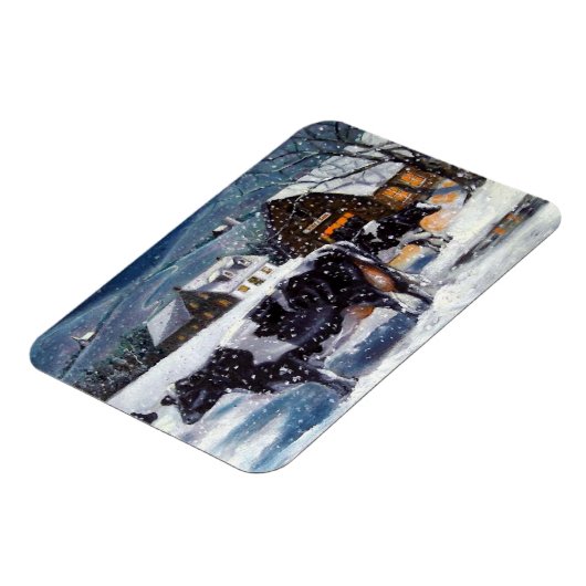 Holstein Kühe auf dem Snowy Farm Yard: Weihnachten Magnet (Linke Seite)