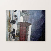 Holstein-Kühe in SnowyBarnyard: Ursprüngliche Puzzle (Horizontal)