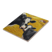 Holstein Kühe und alter Holzstall Fliese (Seite)