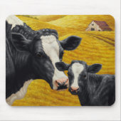 Holstein Kühe und alter Holzstall Mousepad (Vorne)