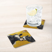 Holstein Kühe und alter Holzstall Rechteckiger Pappuntersetzer (Vor Ort)