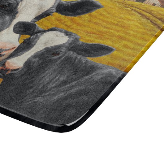 Holstein Kühe und alter Holzstall Schneidebrett (Ecke)