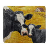 Holstein Kühe und alter Holzstall Schneidebrett (Vorderseite)