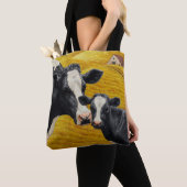 Holstein Kühe und alter Holzstall Tasche (Von Nahem)