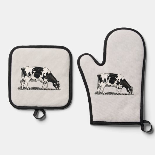 Holstein-Milchkuh Ofenhandschuh & Topflappen-Set (Vorderseite)