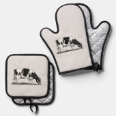 Holstein-Milchkuh Ofenhandschuh & Topflappen-Set (Vorderseite/Rückseite)