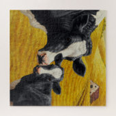 Holsteinkühe und alte Holzstämme Puzzle (Horizontal)