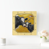 Holsteinkühe und Kalbfarm gelb Quadratische Wanduhr (Zuhause)