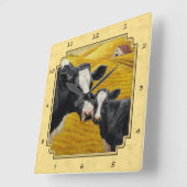 Holsteinkühe und Kalbfarm gelb Quadratische Wanduhr (Winkel)