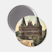 Holstengate, Lubeck, Germany classic Fotochrom Magnet (Vorderseite/Rückseite)