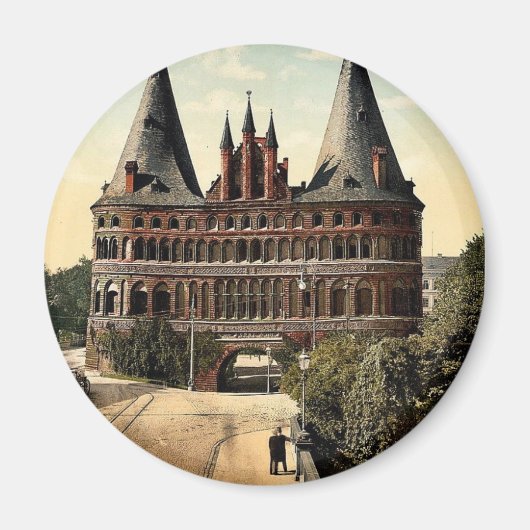 Holstengate, Lubeck, Germany classic Fotochrom Magnet (Vorne)