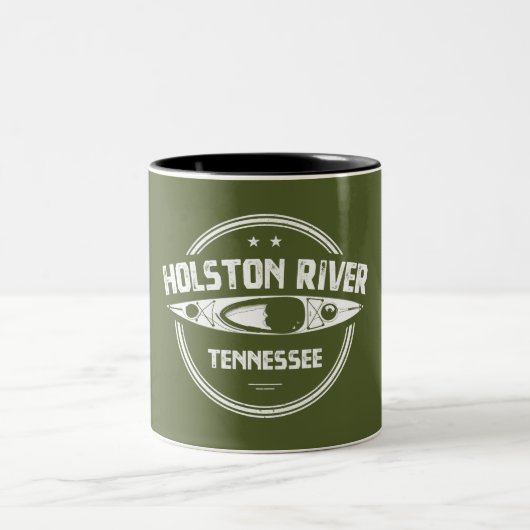 Holston River Tennessee Kayaking Zweifarbige Tasse (Mittel)