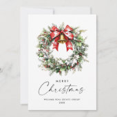 Holtive Berry Pine Wreath Feiertagskarte (Vorderseite)