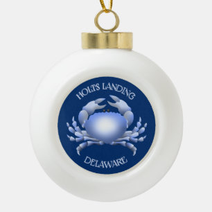 Holts Landing Blue Crab Keramik Kugel-Ornament