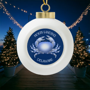 Holts Landing Blue Crab Keramik Kugel-Ornament