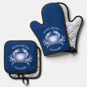 Holts Landing Blue Crab Ofenhandschuh & Topflappen-Set (Vorderseite/Rückseite)