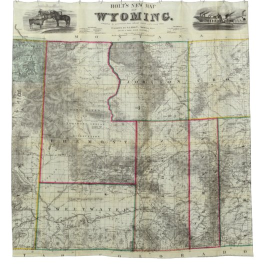 Holts neue Karte, Wyoming Duschvorhang (Vorderseite)