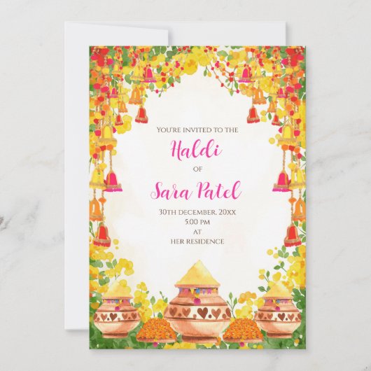 Holud lädt als Haldi Einladungen & Haldi ein (Vorderseite)