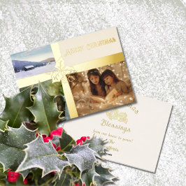 Holy and Ivy Gold Ribbon Foil Holiday Card Folien Feiertagskarte