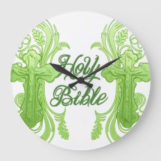 Holy Bible Wall Clock – Christian Green Große Wanduhr