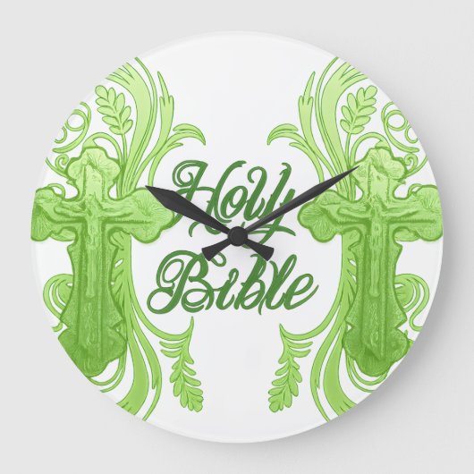 Holy Bible Wall Clock – Christian Green Große Wanduhr (Vorderseite)