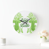 Holy Bible Wall Clock – Christian Green Große Wanduhr (Zuhause)
