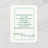Holy Card – The Earth He Formed Visitenkarte (Rückseite)
