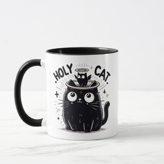 Holy Cat - Black Cat Watching Angel Cat Funny Tasse (Links)