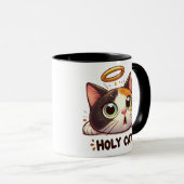 Holy Cat - Calico Angel Cat mit Halo Funny Mug Tasse (VorderseiteRechts)